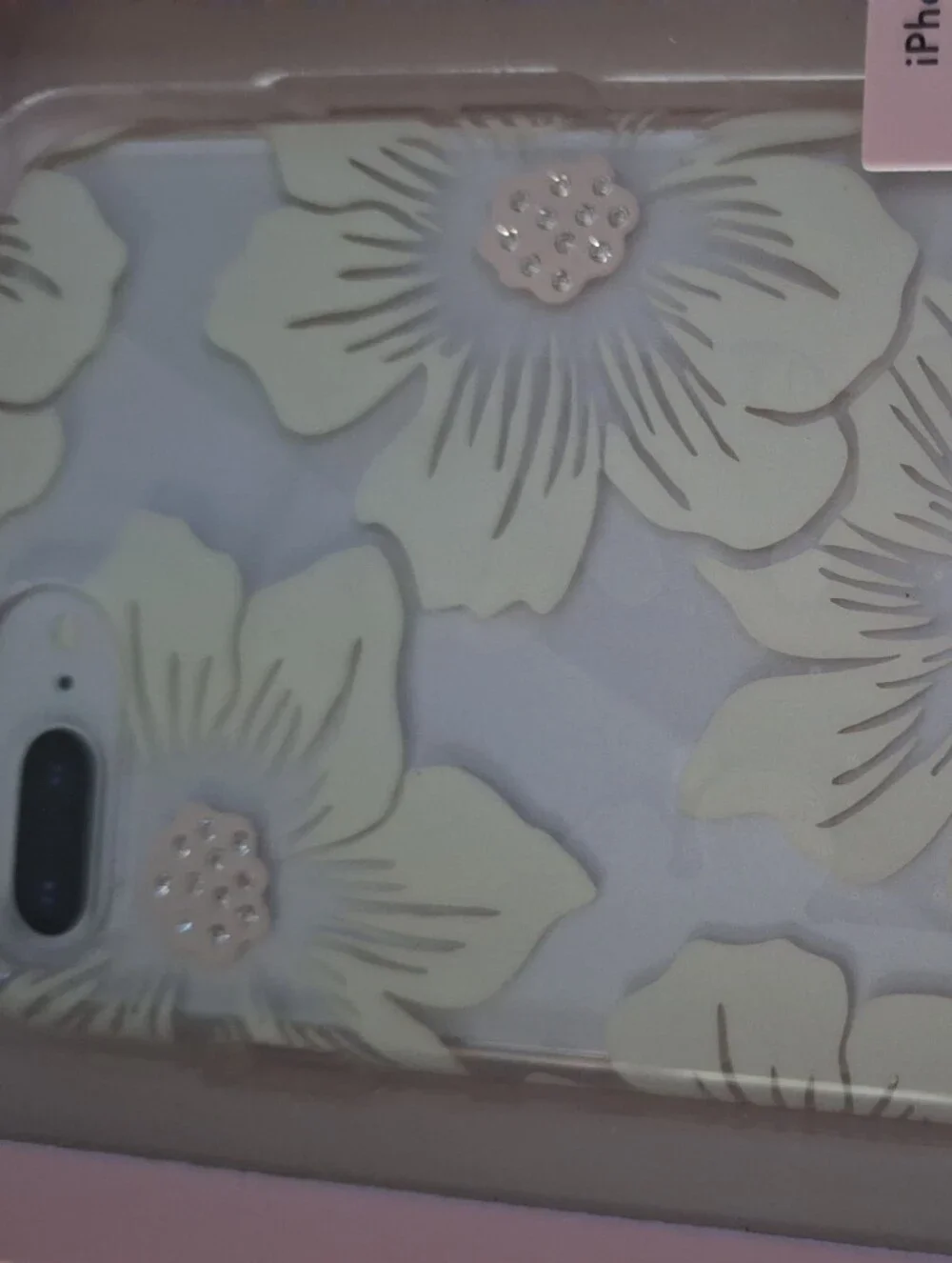 kate spade Pale Pink And Floral Hardshell iPhone Case with Rhinestone Centers